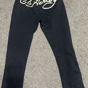 Ed Hardy Kids Leggings in Black with Cream Logo